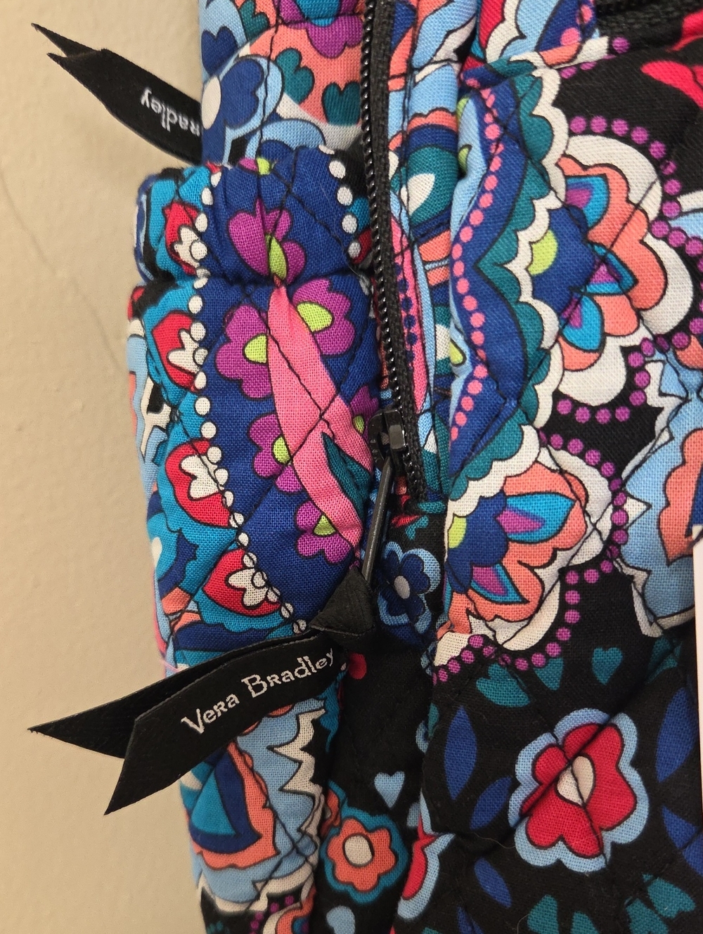 Vera Bradley Black Multicolor Paisley Quilted Backpack - Picture 3 of 12